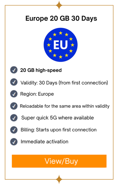 Europe 20GB 30Days